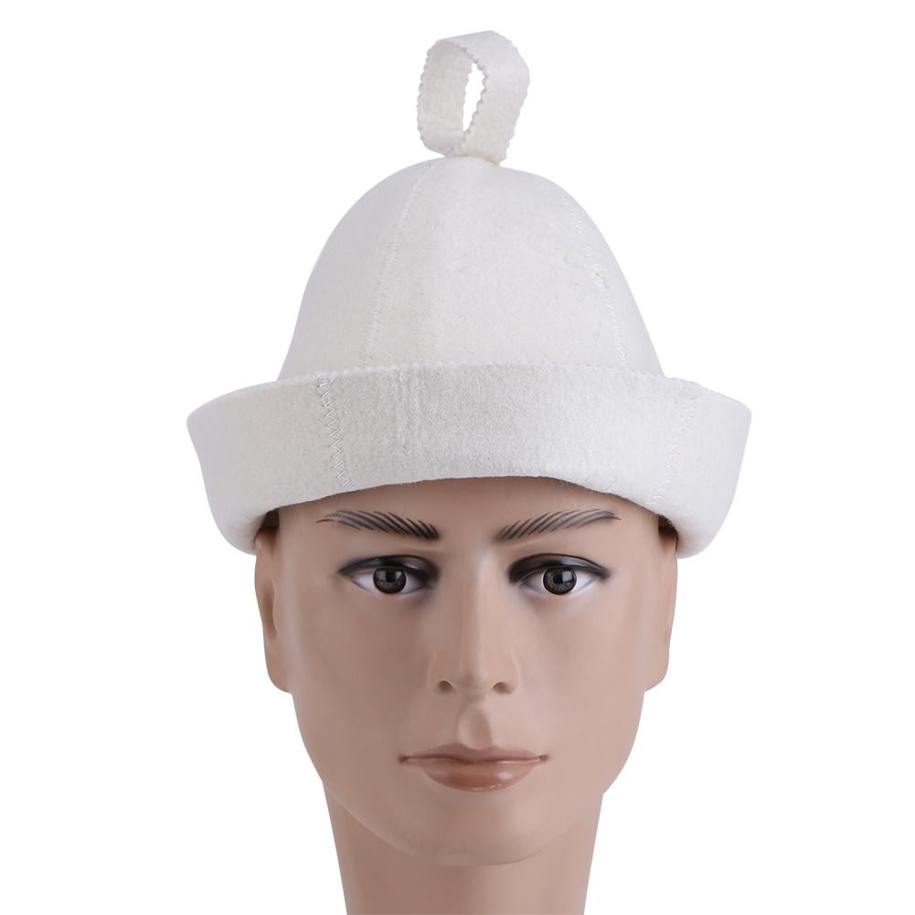 Tebru White Wool Felt Sauna Hat Cap for Russian Banya Sauna Hut With Hang Loop Supply , Sauna