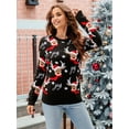 thumbnail image 4 of Women'S Christmas Sweater Fall Winter Xmas Top Long Sleeve Round Neck Knitted Sweater Chunky Casual Pullover Top Black L, 4 of 6