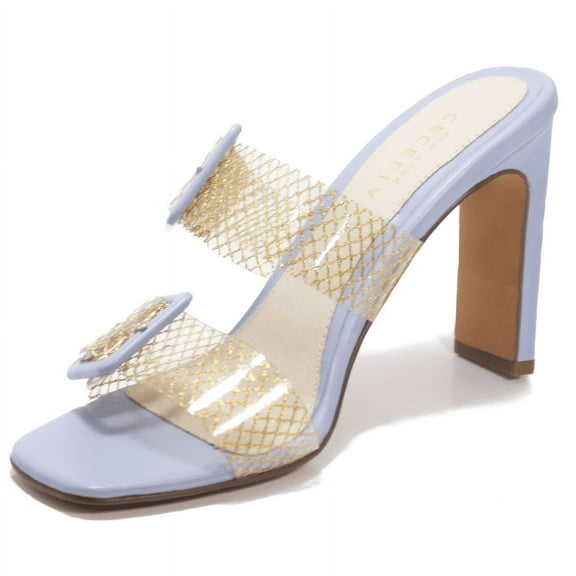 Cecelia New York Vannah Sandal PRIWINK NET GLASS Clear Open Toe High Mules (PRIWINK NET GLASS, 6)