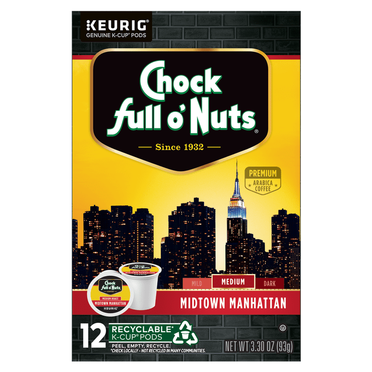 Chock full o'Nuts Midtown Manhattan Medium Roast K-Cup Pods, 12 Count photo 8