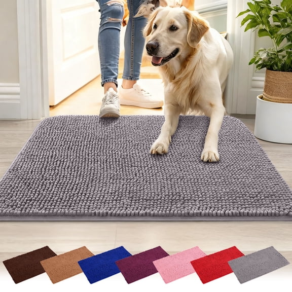 31.5x20 Inch Dog Paw Pad Mat, Absorbent Non-Slip Doormat, Quick-Dry Chenille Floor Mat, Washable Pet Entrance Rug for Indoor Use