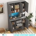 thumbnail image 5 of HIUU Grey Buffet Cabinet Storage with Drawers and Microwave Stand with Charge Station and LED Light, 5 of 8