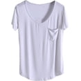 thumbnail image 4 of Camiseta de manga corta con cuello en V suelta para mujer grande Verano, 4 of 5