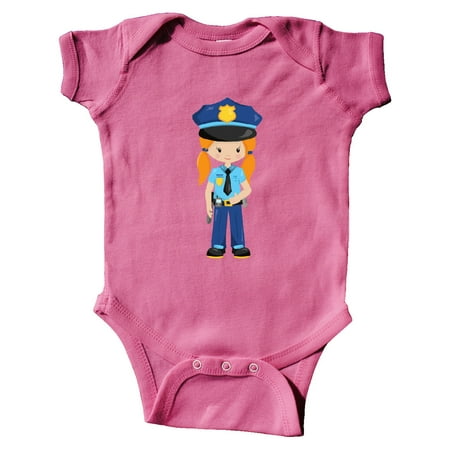 

Inktastic Cute Girl Police Girl Orange Hair Police Uniform Gift Baby Girl Bodysuit