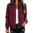 thumbnail image 2 of Enjoytime Fall Jackets for Women Stand Collar Zip Up Bomber Jackets Trendy Lightweight Casual Long Sleeve Outerwear, 2 of 7