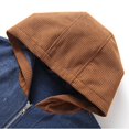 thumbnail image 4 of longantii Mens Hooded Cargo Coat Color Block Long Sleeve Full Zip Jacket Multi Pocket Relax Fit Streetwear Tops Daily Spring Fall Casual Outerwear Brown XL, 4 of 5