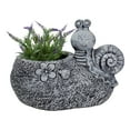 thumbnail image 3 of Northlight 15.5" Gray Snail, Flower, and Ladybug Outdoor Garden Planter, 3 of 6