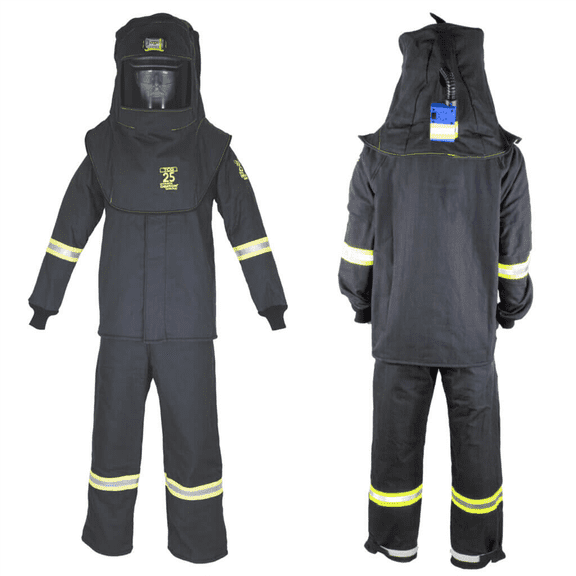 OBERON Suit Kit - Arc Flash - 25 Cal TCG - Comes with Hood, Coat and Bib Coveralls - Color: Black - Size: XL