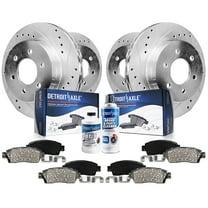 Detroit Axle - Front Rear Drilled Rotors Brake Pads for Chevrolet Silverado GMC Sierra 1500 Suburban Tahoe Yukon XL: 12 inch Front & 12.78 inch Rear Rotor