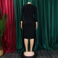 thumbnail image 5 of AURA Plus Size Summer Office Pencil Midi Dress Three Quarter Sleeve Pleated Professional African Elegant Work Dress, 5 of 10