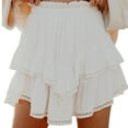 thumbnail image 2 of QATAINLAV Women's High Waisted Pleated Tiered Mini Skirts Casual Ruffle Tiered Skorts Golf Tennis Shorts White L Camisas Para Hombres, 2 of 5