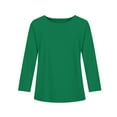 thumbnail image 3 of Inglocry Girls Long Sleeve T Shirts Kids Fall Tops Crewneck Basic Loose Fit Tees For Kids Age 5-14Y Green 13-14Y, 3 of 5