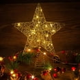 thumbnail image 4 of Christmas Tree Topper, Battery Powered 3D Geometric Star Decorative LED Lights Bright Star Lighting with Springy Base for Holiday Xmas Tradition Moravian Tree Christmas Decor - Champagne Gold, 4 of 8