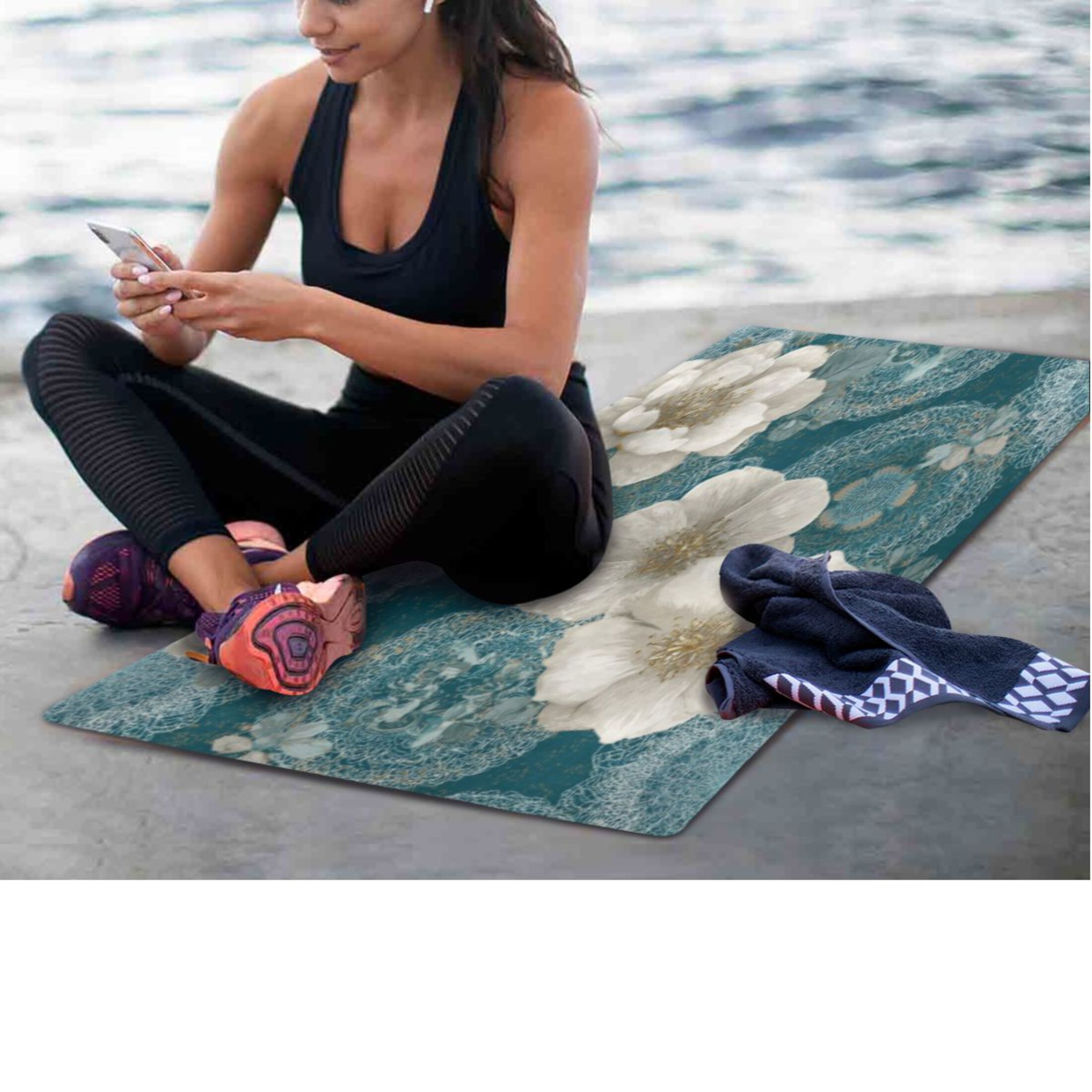 BZSMCE Yoga Mat Women Fitness Mat Soft Petal Serenity Pattern