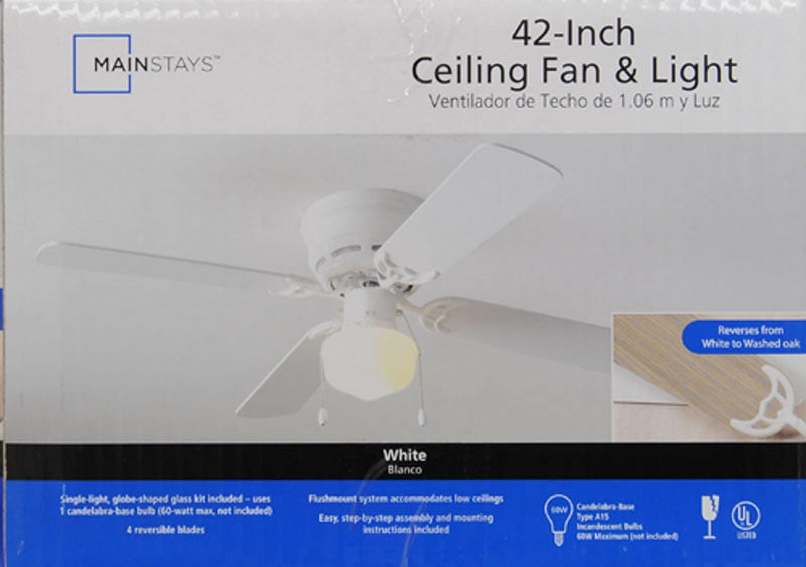 Mainstays 42 Inch Ceiling Fan And Light Instructions Shelly Lighting