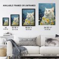 thumbnail image 4 of White Cat In The Wildflowers Floral Meadow Oil Painting Norwegian Forest Cat Art Print Framed Poster Wall Decor 12x16 inch, 4 of 5