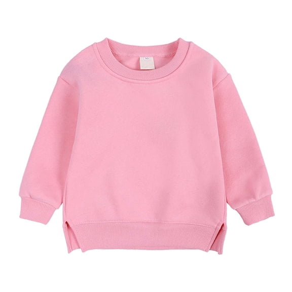 Children Pullover Solid Color Long Sleeve Sweatshirt Winter Boys Girls Sweater Coat Kids Pure Clothing Outfits Fleece Top
