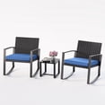 thumbnail image 6 of Noelse 3 Piece Wicker Rocking Chair Set, Outdoor Patio Furniture with Table and Cushions for Balcony, Blue, 6 of 11