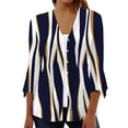 thumbnail image 1 of Camisa de mujer Blusa Estampado Manga 3/4 Casual Vacaciones Básico Botón Tops Marrón claro/XL, 1 of 3