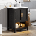 thumbnail image 6 of EVOKEDEN 24" Bathroom Vanity with Sink, Freestanding Modern Cabinet Vanity with LED Light, 2 Soft Closing Cabinet Door with Organizer, Black, 6 of 9