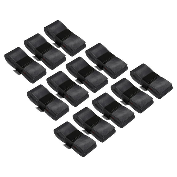 Uxcell 43.3" Absorb Sweat Non-Slip PU Tennis Racket Overgrip Tape Wraps Black 12 Pack