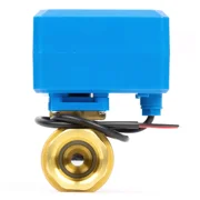 U. S. Solid Motorized Ball Valve with 3 Signal Lights, 3/4 inch, Brass, Normally Closed, Blue Casing