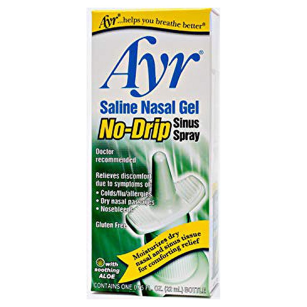 Ayr Saline Nasal Gel No-drip Sinus Spray With Soothing Aloe Vera, 0.75-Ounce Spray Bottles (Pack of 3)