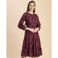 thumbnail image 3 of Moomaya Long Sleeves Round Neck Printed Rayon Dress - Women's Casual Dress, 3 of 9