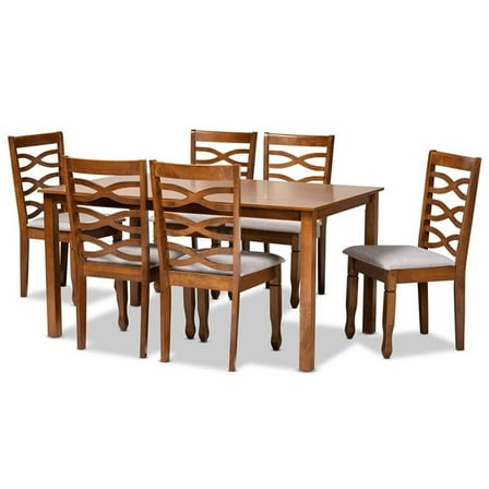 Bowery Hill Grey and Walnut Brown Finished Wood 7-Piece Dining Set