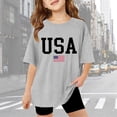 thumbnail image 2 of Girl T-Shirts Youth Letter Print New York Graphic Beach T Shirts Loose Short Sleeve Crew Neck Basic Tees Comfortable Tee,A1-Grey,11 -12 Years, 2 of 6
