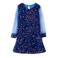 thumbnail image 2 of NAISIBABY Girls Princess Dress, Mesh Long Sleeve Solid Color Sequined Party Pageant Princess Dress Blue 9-12Months, 2 of 7