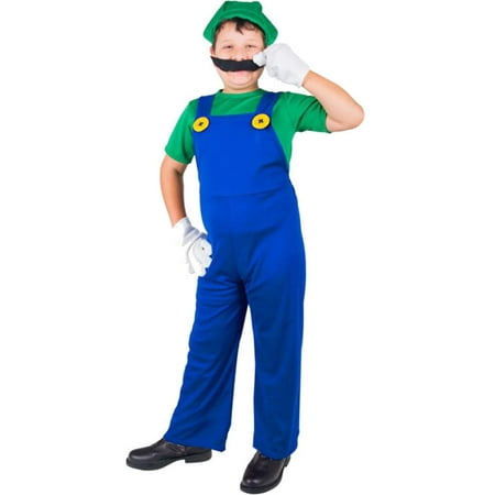 Child Plumber Brothers Green Costume~Small 4-6 /