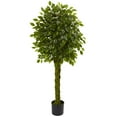 thumbnail image 2 of Nearly Natural 4 ft. Ficus Artificial Tree with Woven Trunk, UV Resistant (Indoor/Outdoor), 2 of 4