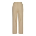 thumbnail image 4 of Summer Saving Wycnly on Sale Pants for Women Womens Loose Straight Leg Pants Casual Solid Plus Size High Waist Drawstring Long Pants Ladies Fashion Cotton Linen Pocket Trousers, 4 of 7
