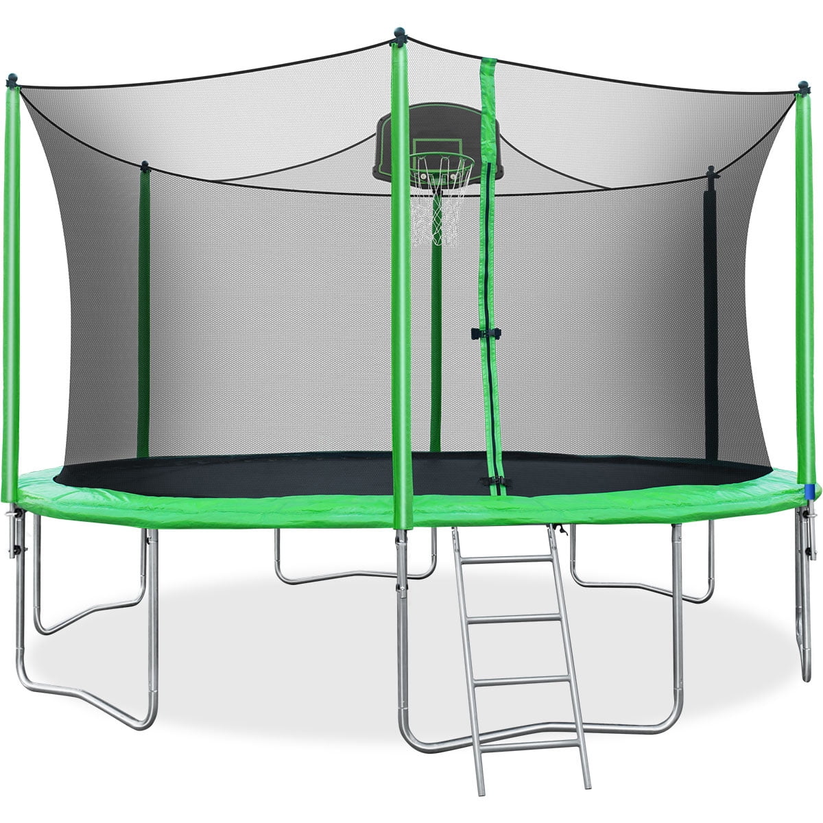 Merax 12FT Outdoor Round Trampoline with Safety Enclosure Basketball Hoop&Ladder 
