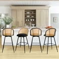thumbnail image 3 of ANMINY Swivel Rattan Bar Stools, 29" Counter Height Set of 2, Upholstered Chairs Barstools with Full Back and Metal Legs Modern Boucle Fabric Seat for Kitchen Island, 3 of 11