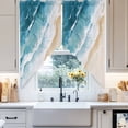 thumbnail image 4 of Beach Ocean Waves Swag Curtain Valance for Windows, Blue Watercolor Painting Window Treatments Short Swag Topper for Kitchen Windows Bathroom Bedroom, 28"x36", 4 of 8