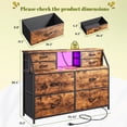 thumbnail image 4 of EnHomee Dresser for Bedroom with Power Strip & LED Lights Fabric Dresser with Open Shelves Chest of Drawers for Living Room, Rustic Brown, 4 of 7