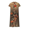 thumbnail image 5 of Levmjia Women Summer Casual Dress Short Sleeve V Neck Floral Comfortable Polyester Spandex Stretchy Flowy Beach Vacation Multi Colors Available, 5 of 5