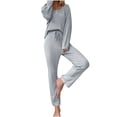 thumbnail image 1 of Timegard Lounge Sets for Women Long Sleeve Button Tops Straight Leg Pants Fall Solid Color Comfy Outfits, 1 of 7