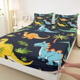 thumbnail image 4 of Feelyou Kawaii Forest Dino Queen Sheet Sets for Kids, Woodland Natural Wildlife Bed Set, Navy, 4pcs, 4 of 5