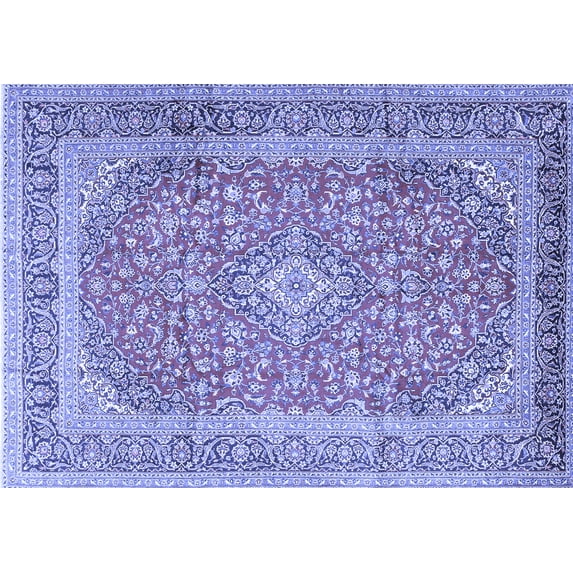 Ahgly Company Machine Washable Indoor Rectangle Persian Blue Traditional Area Rugs, 6' x 9'