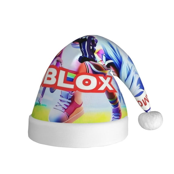 Gokiu Roblox Santa Hat Christmas Hats for Adults Holiday Unisex Plush Beanie for Xmas New Year Party Headwear