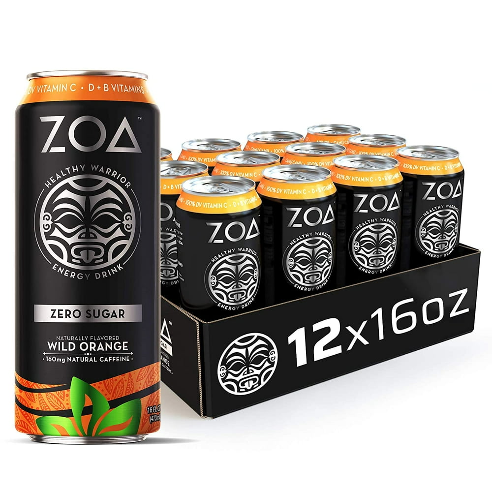 ZOA, Zero Sugar Energy Drink, Wild Orange, 16 fl. oz. (Pack of 12