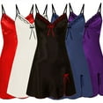 thumbnail image 3 of SEXYLUVVV Women's Satin Slip Silk Bow Solid Color Sexy Sleepwear Lingerie Dress, 3 of 3