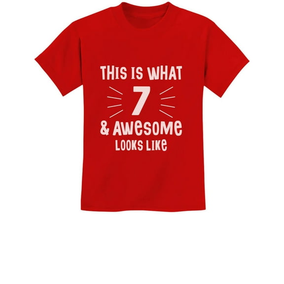 Tstars Awesome 7 Year Old T-Shirt - Perfect 7th Birthday Gift - Kids Birthday Clothes - Youth Party Tee - Celebratory B-Day Kids Shirt - Boys Unisex Birthday Apparel