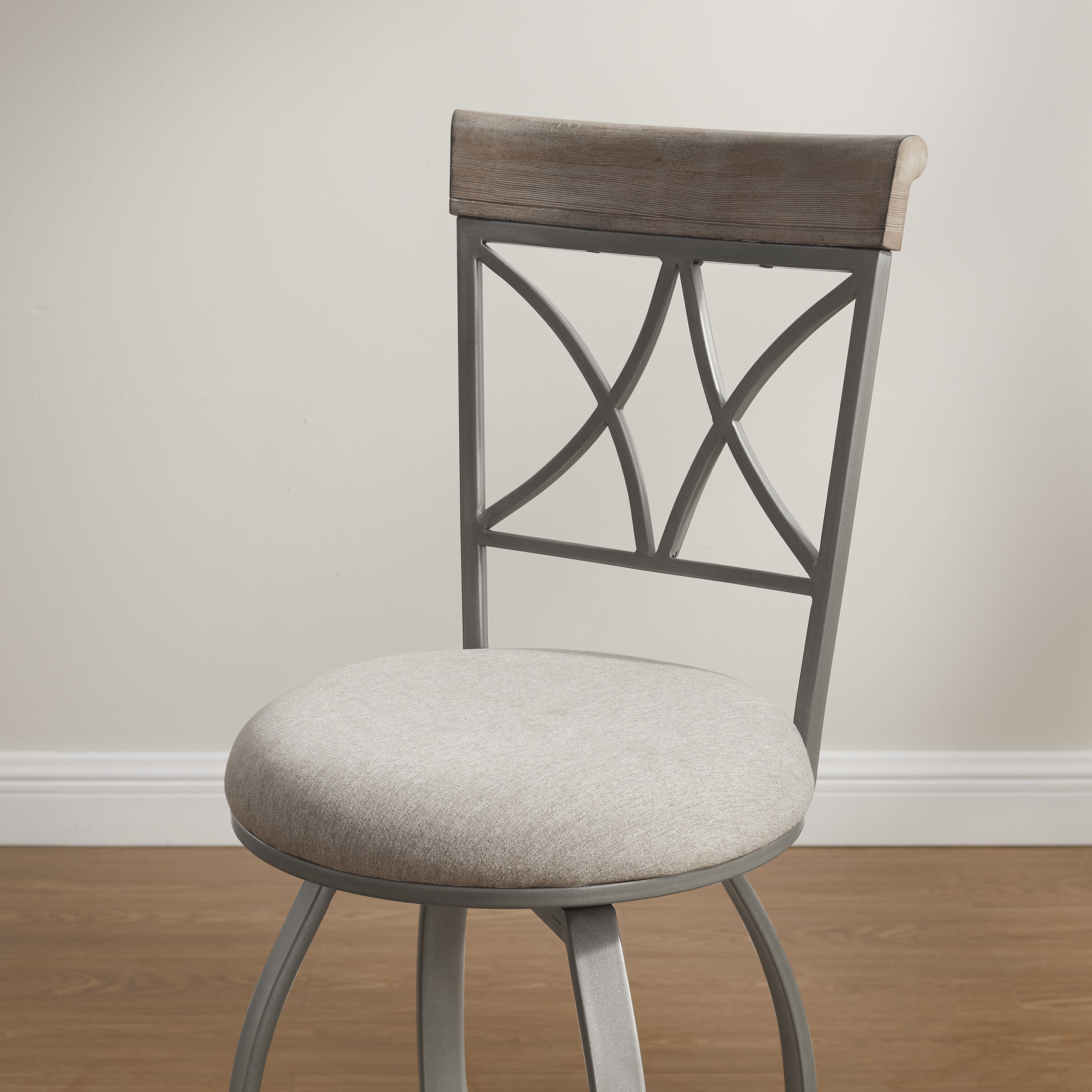Powell Roselyn 24" Indoor Round Metal Swivel Counter Stool, Pewter