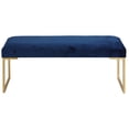 thumbnail image 3 of Cortesi Home Claymore Large Ottoman Bench with Painted Gold Legs, Blue Velvet, 3 of 4