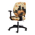 thumbnail image 4 of CHAQLIN Anti-Dust Split Stretchable Seat Cover for Boss Chair, 2 Pieces Rotating Chair Protectors Polyester Fabric Office Computer Chair Covers Black Cat Leaves, 4 of 8