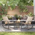 thumbnail image 2 of Outsunny 2 Pieces Wicker Outdoor Patio Rocking Chair Set, Khaki, 2 of 10